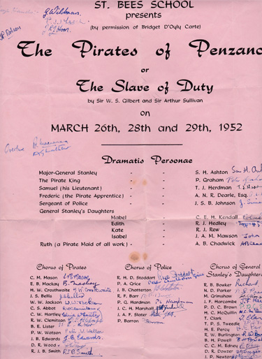 Pirates of penzance Programme